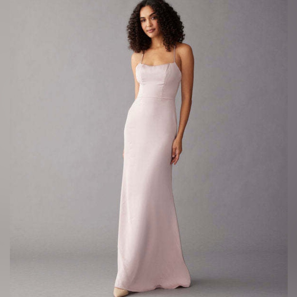 Hayley Paige Occasions Ivory Strappy Maxi Bridesmaid Dress Size 14 NWT